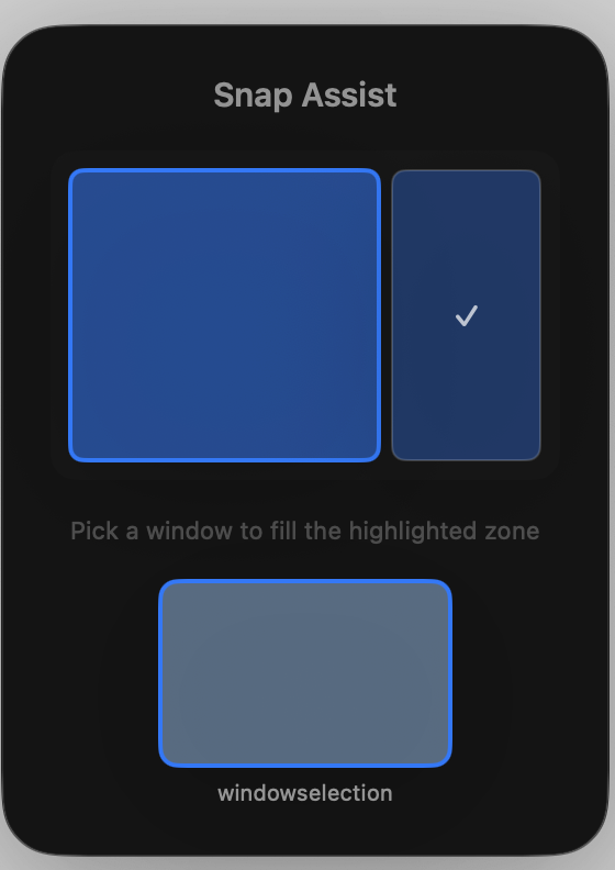iToolMac Snap Assist — choose a window to fill the highlighted zone